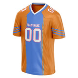 Custom Unisex Orange & Blue Pattern Football Jersey