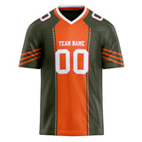 Custom Unisex Olive & Orange Pattern Football Jersey