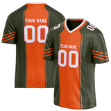 Custom Unisex Olive & Orange Pattern Football Jersey