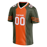 Custom Unisex Olive & Orange Pattern Football Jersey