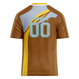 Custom Unisex Brown & Light Blue Pattern Football Jersey