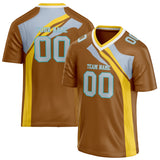 Custom Unisex Brown & Light Blue Pattern Football Jersey