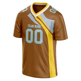 Custom Unisex Brown & Light Blue Pattern Football Jersey