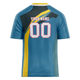 Custom Unisex Blue & Yellow Pattern Football Jersey