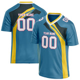 Custom Unisex Blue & Yellow Pattern Football Jersey