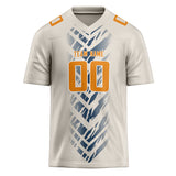 Custom Unisex Beige & Navy Pattern Football Jersey