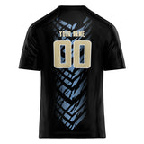 Custom Unisex Black & Light Blue Pattern Football Jersey