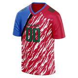 Custom Unisex Red & Blue Pattern Football Jersey