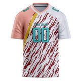 Custom Unisex White & Crimson Pattern Football Jersey