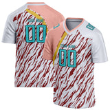 Custom Unisex White & Crimson Pattern Football Jersey