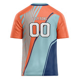 Custom Unisex Orange & Light Blue Pattern Football Jersey