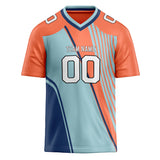 Custom Unisex Orange & Light Blue Pattern Football Jersey