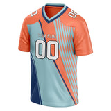 Custom Unisex Orange & Light Blue Pattern Football Jersey