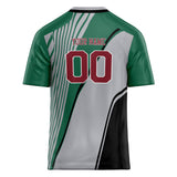 Custom Unisex Green & Gray Pattern Football Jersey