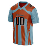 Custom Unisex Blue Green & Brown Pattern Football Jersey