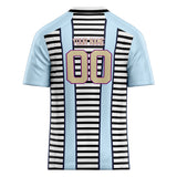 Custom Unisex Light Blue & Black Pattern Football Jersey