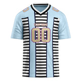 Custom Unisex Light Blue & Black Pattern Football Jersey