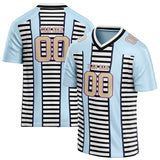 Custom Unisex Light Blue & Black Pattern Football Jersey