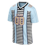 Custom Unisex Light Blue & Black Pattern Football Jersey