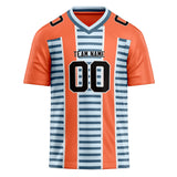 Custom Unisex Orange Red & Navy Pattern Football Jersey