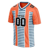 Custom Unisex Orange Red & Navy Pattern Football Jersey