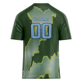 Custom Unisex Green & Light Blue Pattern Football Jersey