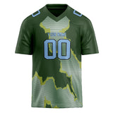 Custom Unisex Green & Light Blue Pattern Football Jersey