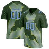 Custom Unisex Green & Light Blue Pattern Football Jersey