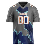 Custom Unisex Gray & Navy Pattern Football Jersey