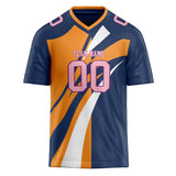 Custom Unisex Navy & Orange Pattern Football Jersey