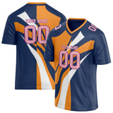 Custom Unisex Navy & Orange Pattern Football Jersey