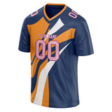 Custom Unisex Navy & Orange Pattern Football Jersey