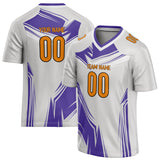 Custom Unisex White & Purple Pattern Football Jersey