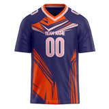 Custom Unisex Navy & Orange Pattern Football Jersey