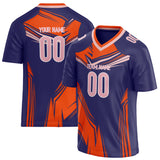 Custom Unisex Navy & Orange Pattern Football Jersey