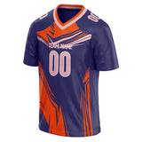 Custom Unisex Navy & Orange Pattern Football Jersey