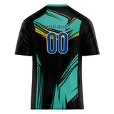 Custom Unisex Black & Teal Pattern Football Jersey