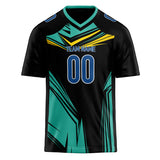 Custom Unisex Black & Teal Pattern Football Jersey