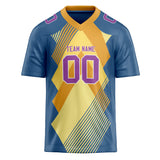 Custom Unisex Navy & Yellow Pattern Football Jersey