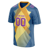 Custom Unisex Navy & Yellow Pattern Football Jersey