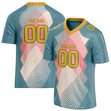 Custom Unisex Teal & Pink Pattern Football Jersey