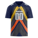 Custom Unisex Navy & Yellow Pattern Football Jersey