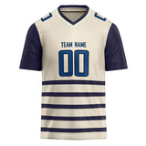 Custom Unisex Cream & Navy Pattern Football Jersey