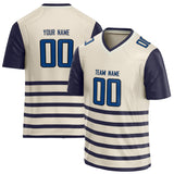 Custom Unisex Cream & Navy Pattern Football Jersey