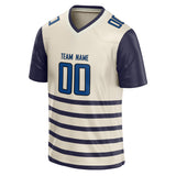 Custom Unisex Cream & Navy Pattern Football Jersey