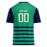 Custom Unisex Green & Navy Pattern Football Jersey