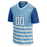 Custom Unisex Light Blue & White Pattern Football Jersey