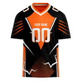 Custom Unisex Black & Orange Pattern Football Jersey