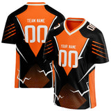 Custom Unisex Black & Orange Pattern Football Jersey