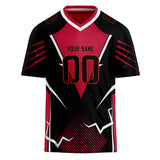 Custom Unisex Black & Red Pattern Football Jersey